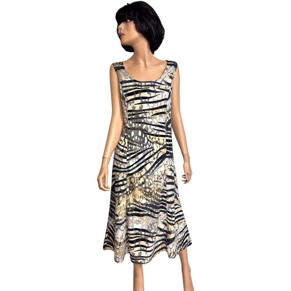 Geometric Animal Print Midi Dress 12 Sleeveless Maximalist Office